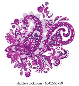 isolated Paisley pattern in indian style. Floral vector illustration