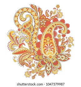 isolated Paisley pattern in indian style. Floral vector illustration