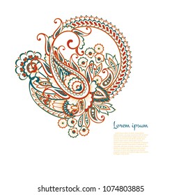 Isolated Paisley pattern in indian style. Floral vector illustration