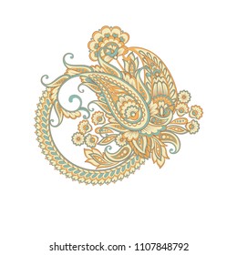 Isolated Paisley pattern in indian style. Floral vector illustration