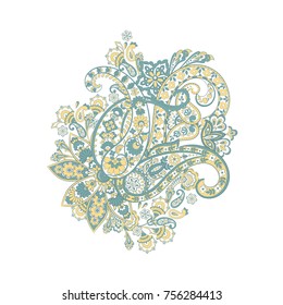 isolated Paisley pattern in indian style. Floral vector illustration