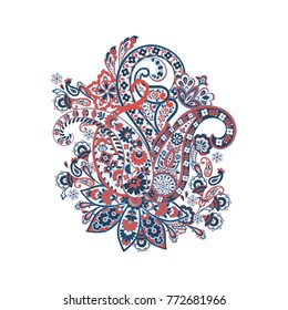 isolated Paisley pattern in indian style. Floral vector illustration