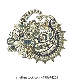 Isolated Paisley pattern in indian style. Floral vector illustration