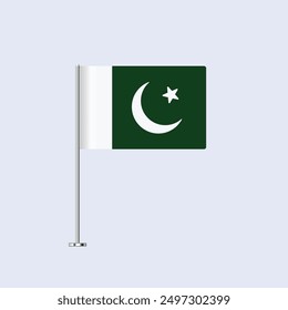 Isolierte Pakistan-Tisch-Flagge auf Pole, pakistanische Flagge Vektor-Design für Print und Web