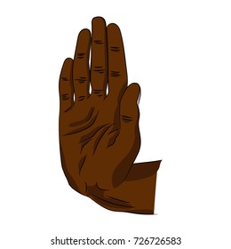 Isolated palm of the hand that shows sign stop or greetings.