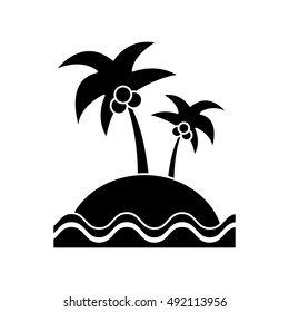 Isolated palm tree beach and sea design