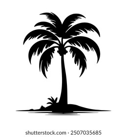 Isolated Palm Tree Design Element on White Background - Tropical Vector Illustration