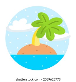 Isolated palm tree on an island camping sticker Vector
