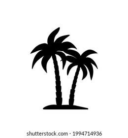 Isolated palm tree on the white background. Palm Tree silhouettes.