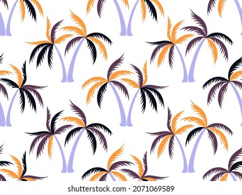 Isolated palm tree seamless pattern vector design. Tropical forest plants textile ornament. Coconut palm tree silhouettes background. Nature elements illustration. Summer fashion print.