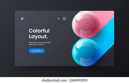 Isolated pamphlet design vector template. Amazing 3D balls company identity illustration.