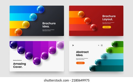 Isolated Pamphlet Vector Design Template Collection. Premium Realistic Balls Corporate Brochure Illustration Bundle.