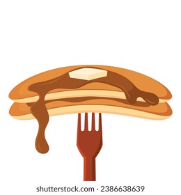 Isolated pancake with butter and syrup Vector