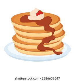 Isolated pancake with syrup and fruit Vector