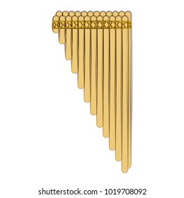 Isolated panpipe sketch. Musical instrument