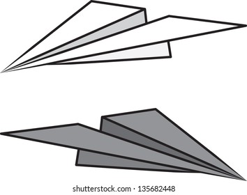 Isolated paper airplane light and dark