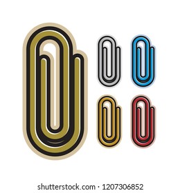 isolated paper clip color variations vector drawing