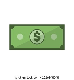 Isolated paper dollar icon on white background. Vector flat image.