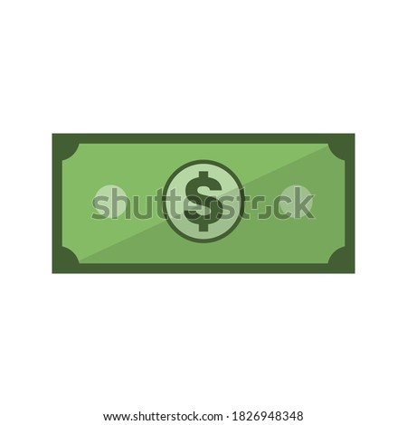 Isolated paper dollar icon on white background. Vector flat image.