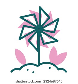 Molino de papel aislado plantado en ícono de aceite Ilustración vectorial