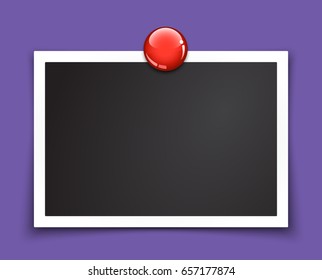 Isolated paper photo frame. Template for your design works. Vector illustration.