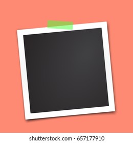 Isolated paper photo frame. Template for your design works. Vector illustration.