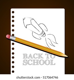Isolated paper with a sketch, Back to school vector illustration