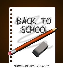 Isolated paper with a sketch, Back to school vector illustration