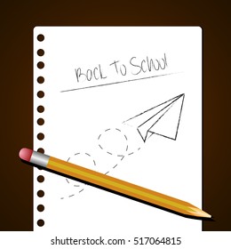 Isolated paper with a sketch, Back to school vector illustration