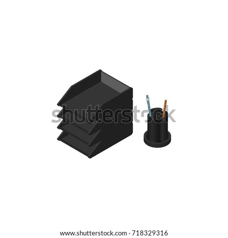 Isolated Paper Tray Isometric. Desk File Rack Vector Element Can Be Used For File, Rack, Tray Design Concept.