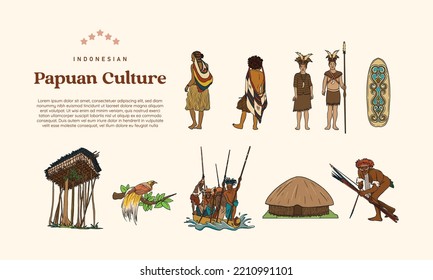 Isolated Papua culture hand drawn illustration