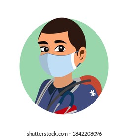 Isolated paramedic wearing a face mask - Vector illustration