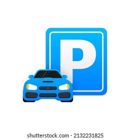 Isolated Parking Sign - Blue roadsign with letter P isolated on white background