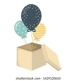 Isolated party balloons inside box design