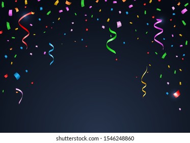 Isolated Party Confetti Template on Black Background . Isolated Elements