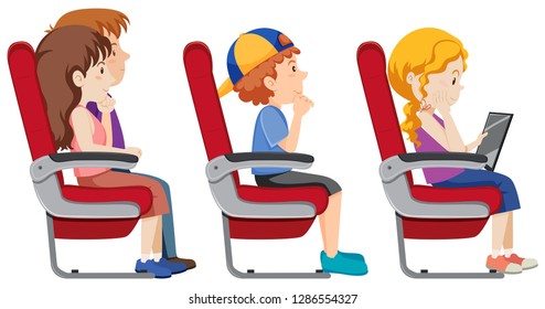 Isolated passenger on the airplane illustration