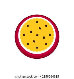 Isolated passion fruit. Illustration with cartoon isolated passion fruit with title on a white background. Passion fruit logo. Passion fruit In section vector.