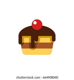 Isolated Pastry Flat Icon. Dessert Vector Element Can Be Used For Pastry, Dessert, Cake Design Concept.