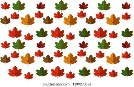 Isolated pattern of bright autumn leaves 