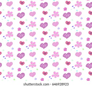 Isolated pattern with different hearts