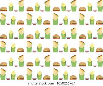 Isolated pattern of fast food items