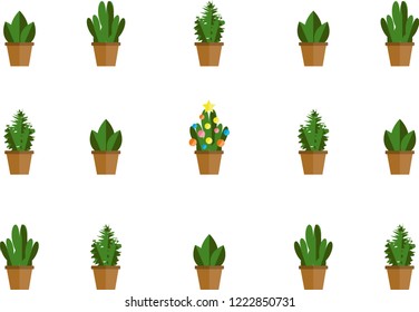 Isolated pattern of festive cacti 