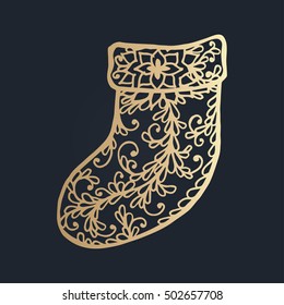 Isolated pattern with floral lace ornament for Christmas collection. Vector illustration