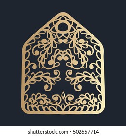 Isolated pattern with floral lace ornament for Christmas collection. Vector illustration