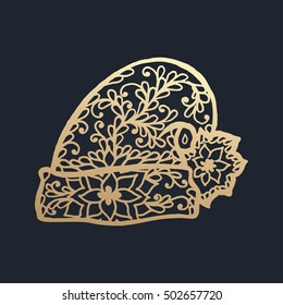 Isolated pattern with floral lace ornament for Christmas collection. Vector illustration