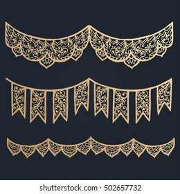 Isolated pattern with floral lace ornament for Christmas collection. Vector illustration