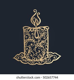 Isolated pattern with floral lace ornament for Christmas collection. Vector illustration