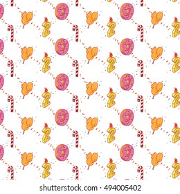 Isolated pattern with image digits, styled like a favorite sweets.