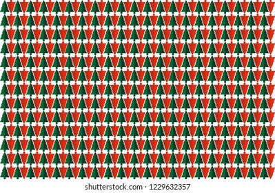 Isolated pattern of red and green Christmas trees