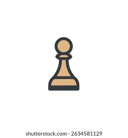 Isolated pawn standing calmly on a white background simple